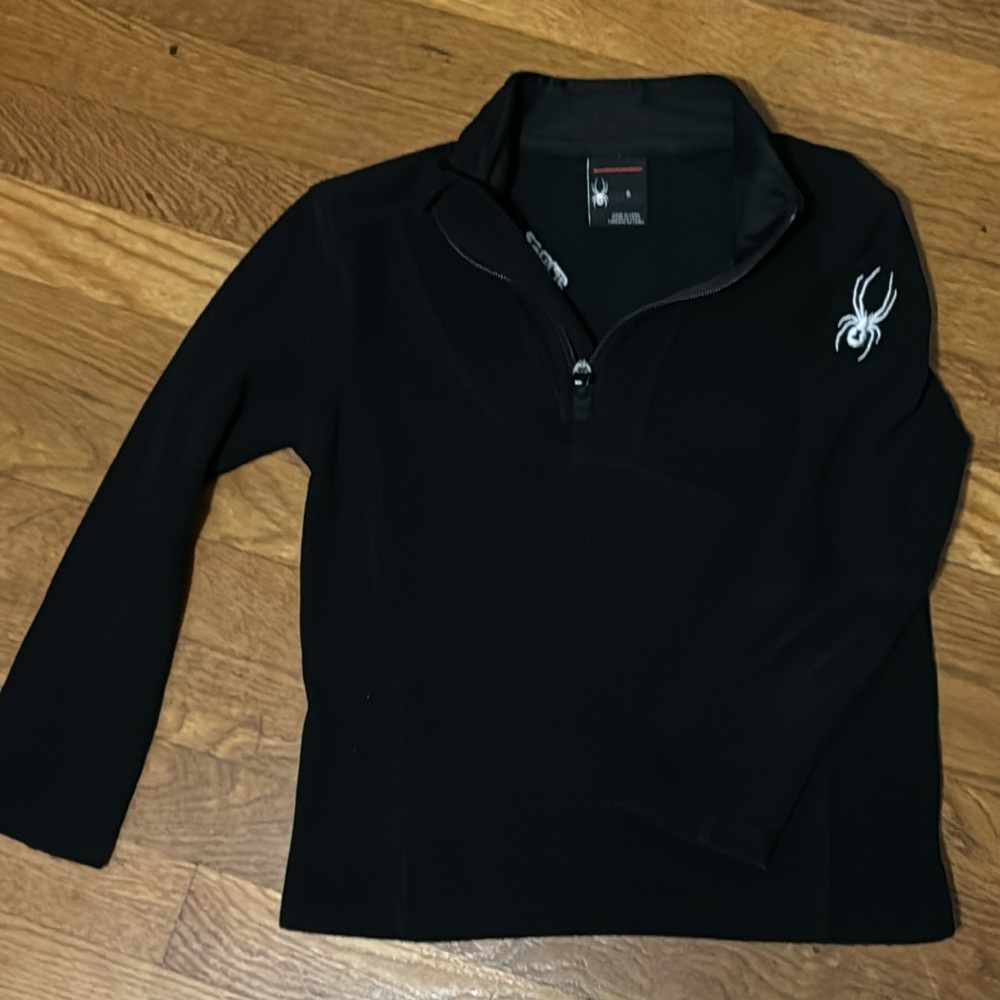 SPYDER boys black pullover fleece 1/4 zip size 5